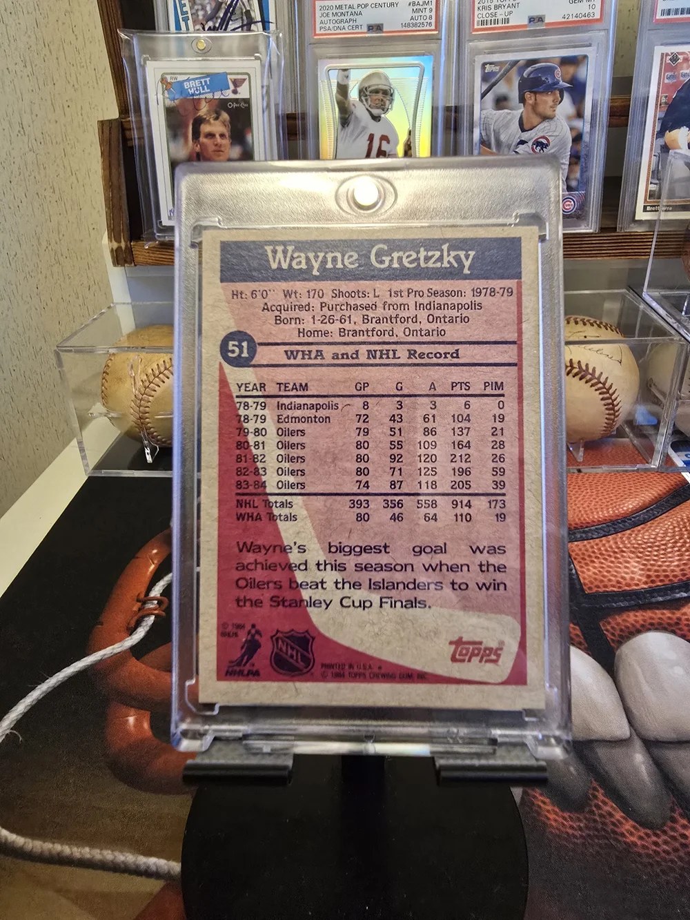 1984-85 Topps Wayne Gretzky #51 Edmonton Oilers HOF - Clean Corners - Great Cent - Picture 2 of 2